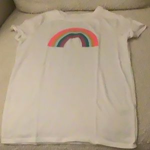 Plain white shirt with vivid rainbow on it (plain white on back)
